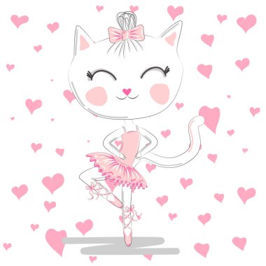 Pembe tutu sevimli balerin kedi dans bale.