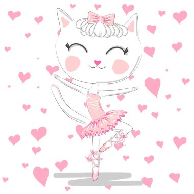 Pembe tutu sevimli balerin kedi dans bale.