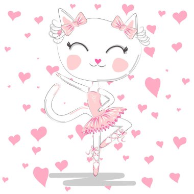 Pembe tutu sevimli balerin kedi dans bale.