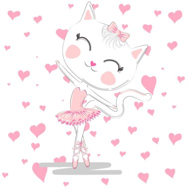 Pembe tutu sevimli balerin kedi dans bale.