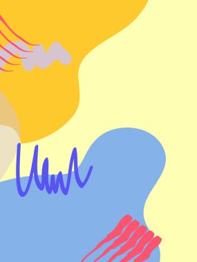 Memphis stil poster seti. Fütüristik elementler ile sıvı renk arka Düz stil soyut