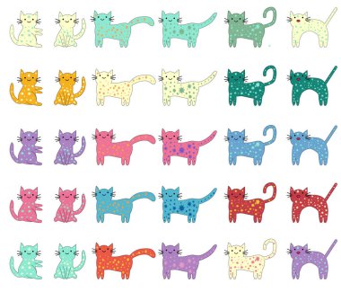 Kedi farklı doğurmak set, sevimli hayvan hayvan