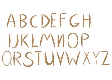 A 'dan Z 'ye eski halat el çizilmiş Alfabe mektupları