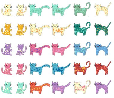 Kedi farklı doğurmak set, sevimli hayvan hayvan