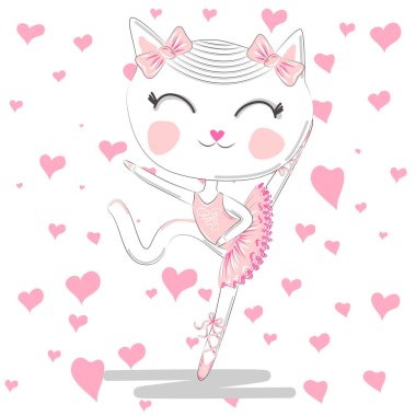 Pembe tutu sevimli balerin kedi dans bale.