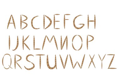 A 'dan Z 'ye eski halat el çizilmiş Alfabe mektupları