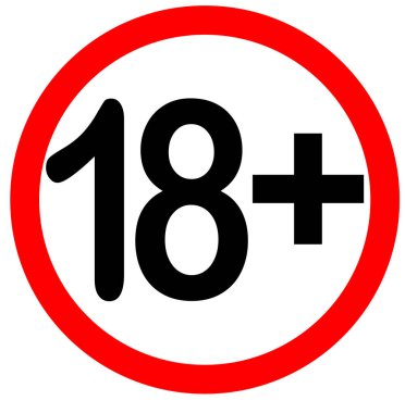 On sekiz yıl yasağı işareti altında, sadece yetişkinler, illüstrasyon.