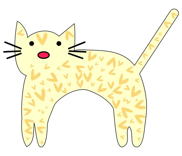 Ręcznie Rysowane Cute Uroczy Ładny Kot Plakat Projektowania Dzieci — Wektor stockowy