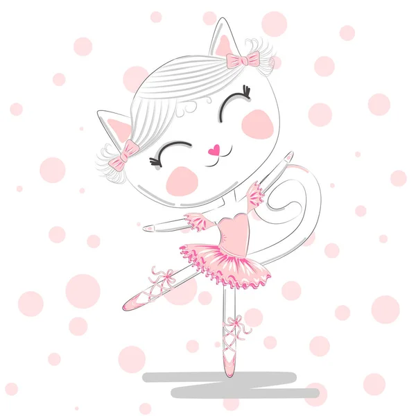Щаслива Котяча Дівчина Танці Балету — стоковий вектор