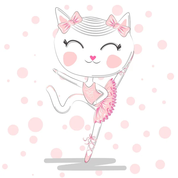 Happy Cat Meisje Ballet Kostuum Dans — Stockvector