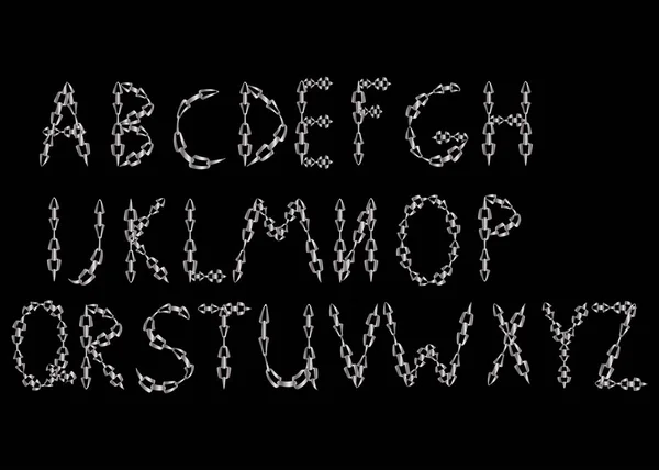 Буквы Алфавита Металлической Цепи Изолированные — стоковый вектор