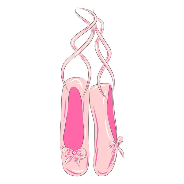 Set Ballet Pointes Shoes Ballet Shoes — Stock Vector