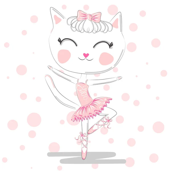Ευτυχισμένο Κορίτσι Γάτα Στο Μπαλέτο Στολή Χορού — Διανυσματικό Αρχείο
