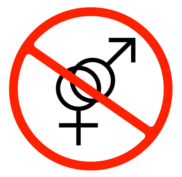 No or Stop. Couple icon. Users Group or Teamwork sign. Male and Female Person silhouette symbol. Prohibited ban stop symbol. No couple icon.