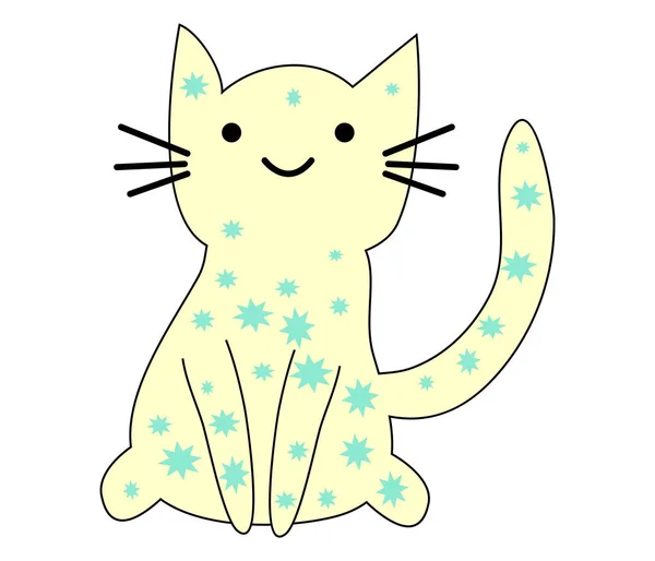 Tangan Drawn Cute Kucing Lucu Yang Indah Poster Desain Anak - Stok Vektor