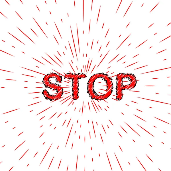 Das Wort Stop Rot Mit Strahlen Retro Stil — Stockvektor