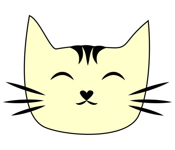 Kucing Kucing Wajah Lucu Kawaii Ikon Kucing Datar Ilustrasi Kartun - Stok Vektor