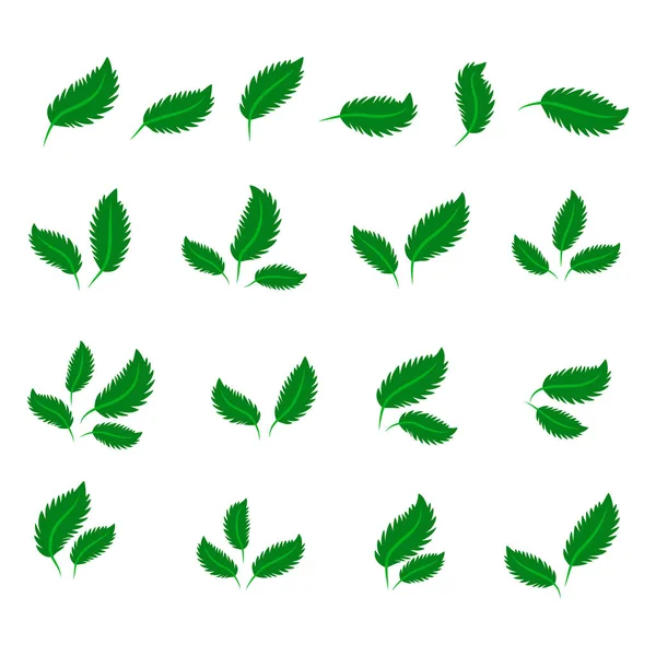 Συλλογή Πράσινα Φύλλα Επίπεδη Στυλ Για Εικόνες Και Γραφικό Σχεδιασμό — Διανυσματικό Αρχείο