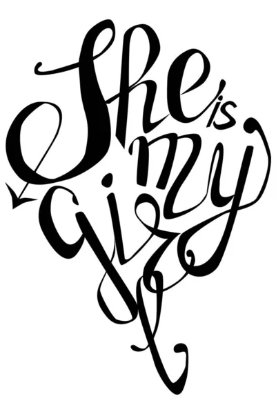 Lettering She Girl Inscrito Coração Impressão Dupla Lésbicas Gays Design — Vetor de Stock