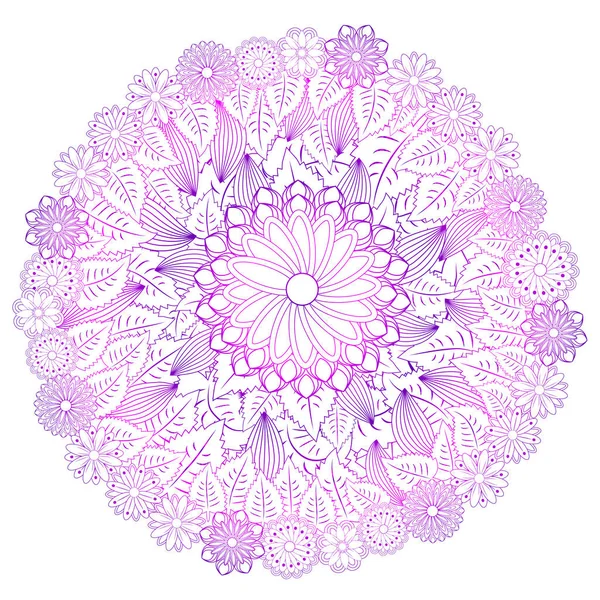 Mandala Kwiatów Vintage Element Dekoracyjny Ozdobne Okrągłe Kwiat Doodle Białym — Wektor stockowy
