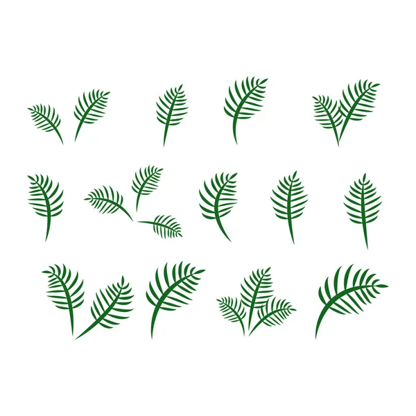 Grüne Blatt Symbole Auf Weißem Hintergrund — Stockvektor