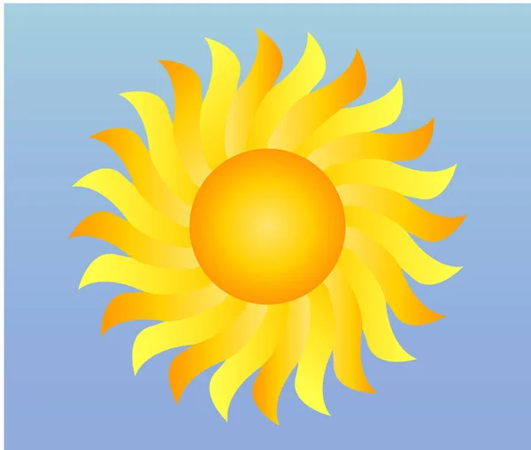 クールな単一の天候アイコン 青い空で光沢のある太陽の図 — ストックベクタ