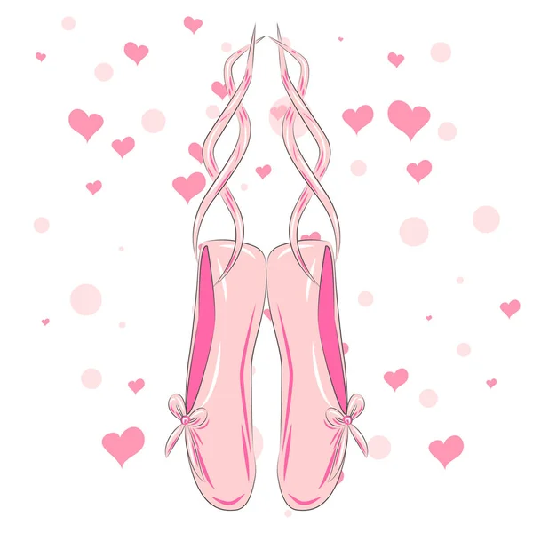 Colgante Zapatos Ballet Rosa Ilustración Hecha Estilo Contorno — Vector de stock