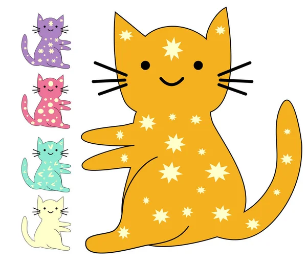 Σετ Από Χαριτωμένες Γάτες Απλό Σχεδιασμό Για Σχεδιασμό Ευχετήριων Καρτών — Διανυσματικό Αρχείο