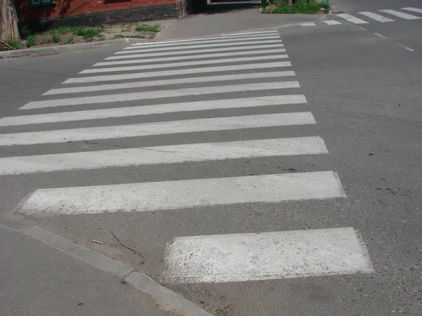 Zebra Crosswalk Road Safety People Walking Cross Street — Stock Photo, Image