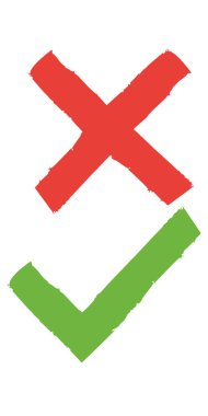 İşaretleme kutusu listesi simgeleri ayarlandı, beyaz arkaplanda yeşil ve kırmızı izole edildi