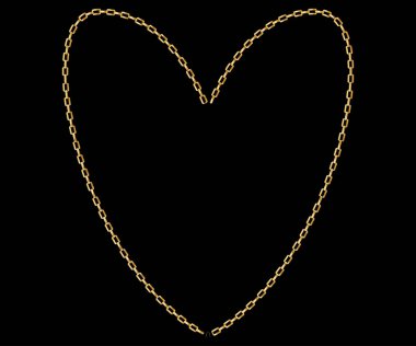 Kalın altın zincir - kalp çerçevesi. Takı dekorasyon.
