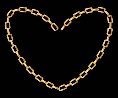 Kalın altın zincir - kalp çerçevesi. Takı dekorasyon.