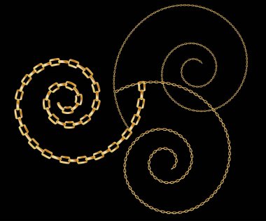 Farklı şekillerde Takı altın zincirleri gerçekçi set izole