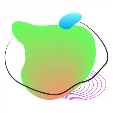 Sıvı elemanları, karışık renk plastik şekiller veya modern tasarım için çeşitli organik kabarcıklar. Soyut sıvı degradeleri, sıçramalar veya blob fırça karalamaları