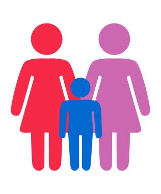 Çocuk simgeleri ile gay, lezbiyen çiftler ve aile