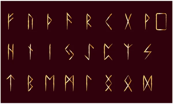 Set van Oudnoordse Scandinavische runen. Rune alfabet. Occulte oude symbolen. — Stockvector