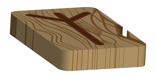 Rune Algiz. Projecção horizontal. Escandinavos. Imitação de madeira queimada. Textura de corte de madeira — Vetor de Stock