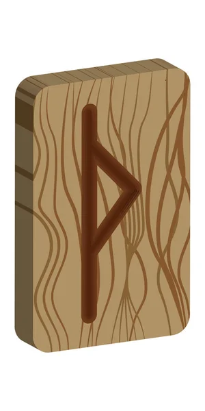 Runa Thurisaz. Projection verticale. Scandinave. Du bois imité. Texture coupée en bois — Image vectorielle