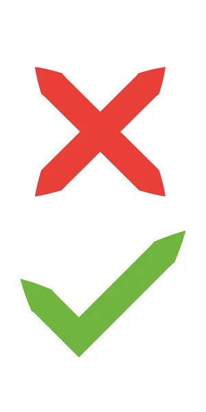 Ícones de marca de verificação plana vetorial para aplicativos web e móveis. Cores vermelhas e verdes . — Vetor de Stock