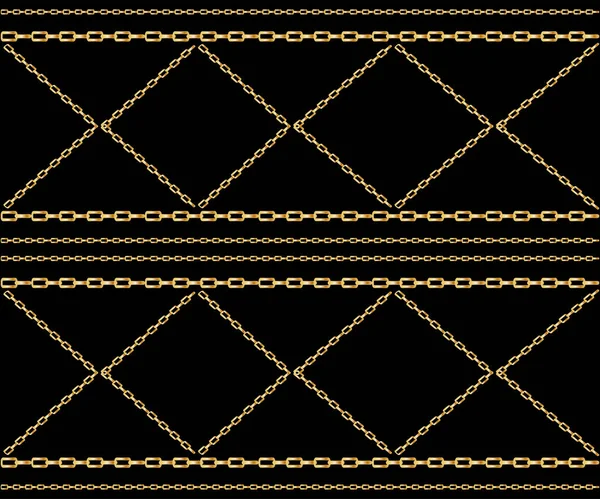 Patrón sin costura vectorial de cadenas de oro entretejidas. Ilustración realista aislada — Vector de stock