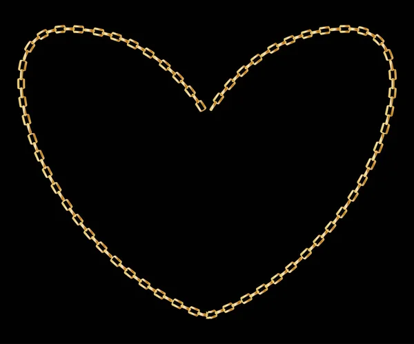 Παχιά χρυσή αλυσίδα-πλαίσιο καρδιάς. Διακόσμηση κοσμημάτων. — Διανυσματικό Αρχείο