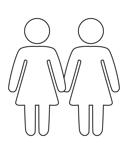 Схематичне зображення сімейної пари лесбійок з дітьми — стоковий вектор