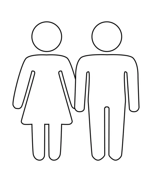 Représentation schématique d'un couple hétérofamilial homme et femme avec enfants, icône — Image vectorielle