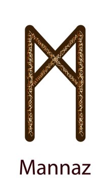 Rune Mannaz. Dikey projeksiyon. Iskandinav.