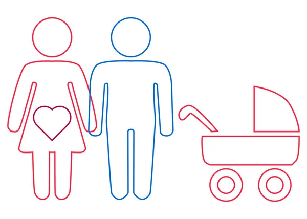 Μια σχηματική απεικόνιση μιας ετεροφυλόφιλος οικογένειας άντρα και γυναίκας με παιδιά, εικονίδιο — Διανυσματικό Αρχείο