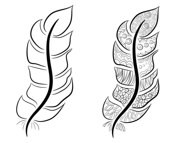 Cute hand drawn feather collection in scandinavian style. — Stock Vector