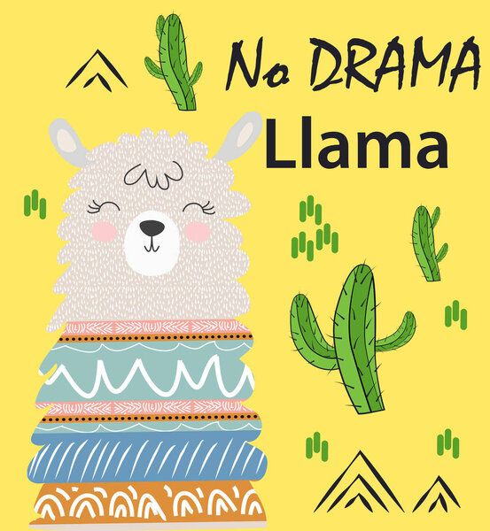 Cute cartoon llama alpaca vector graphic design set. Hand drawn llama character illustration