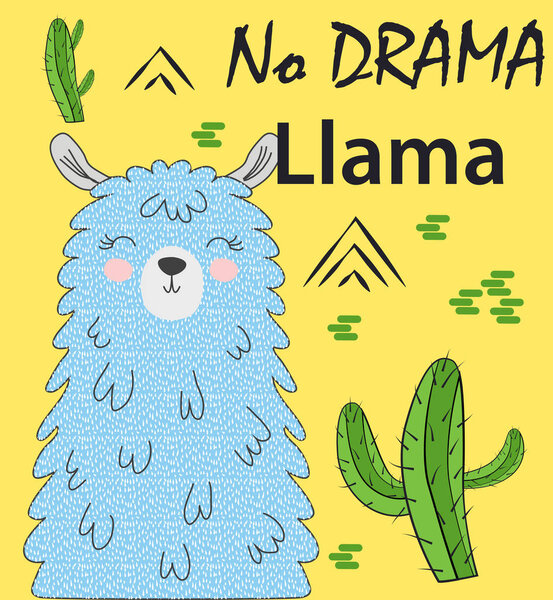 Cute cartoon llama alpaca vector graphic design set. Hand drawn llama character illustration