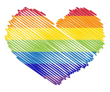 boya sıçramaları ile gökkuşağı renkli kalp kroki