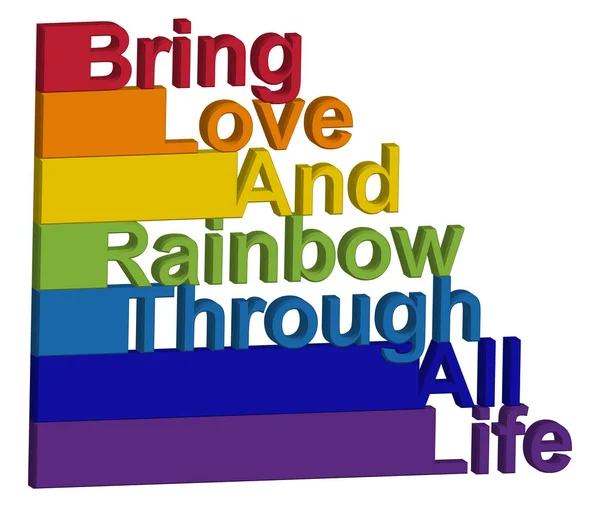 ЛГБТ-концепция, мотивирующая фраза в цветах радуги. Пронести любовь и радугу через жизнь — стоковый вектор